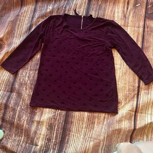 Women’s Ann Taylor Petite Maroon Polka Dot 3/4 Sleeve Size SP